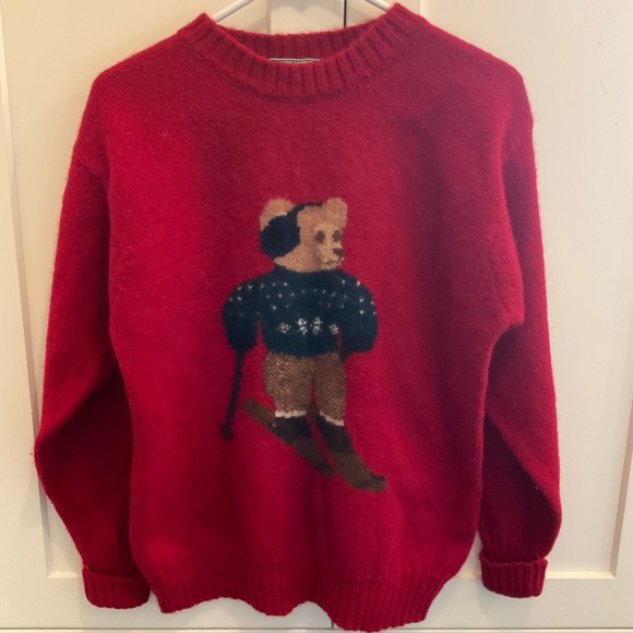 Ralph Lauren Sweaters - Rare Vintage 90’s Ralph Lauren Country Red Bear Wool Ski Sweater